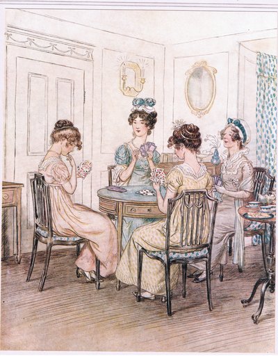 Miss Willoughby: Vi skal nok tilbringe aftenen her med Miss Susan ved kortbordet. af Hugh Thomson